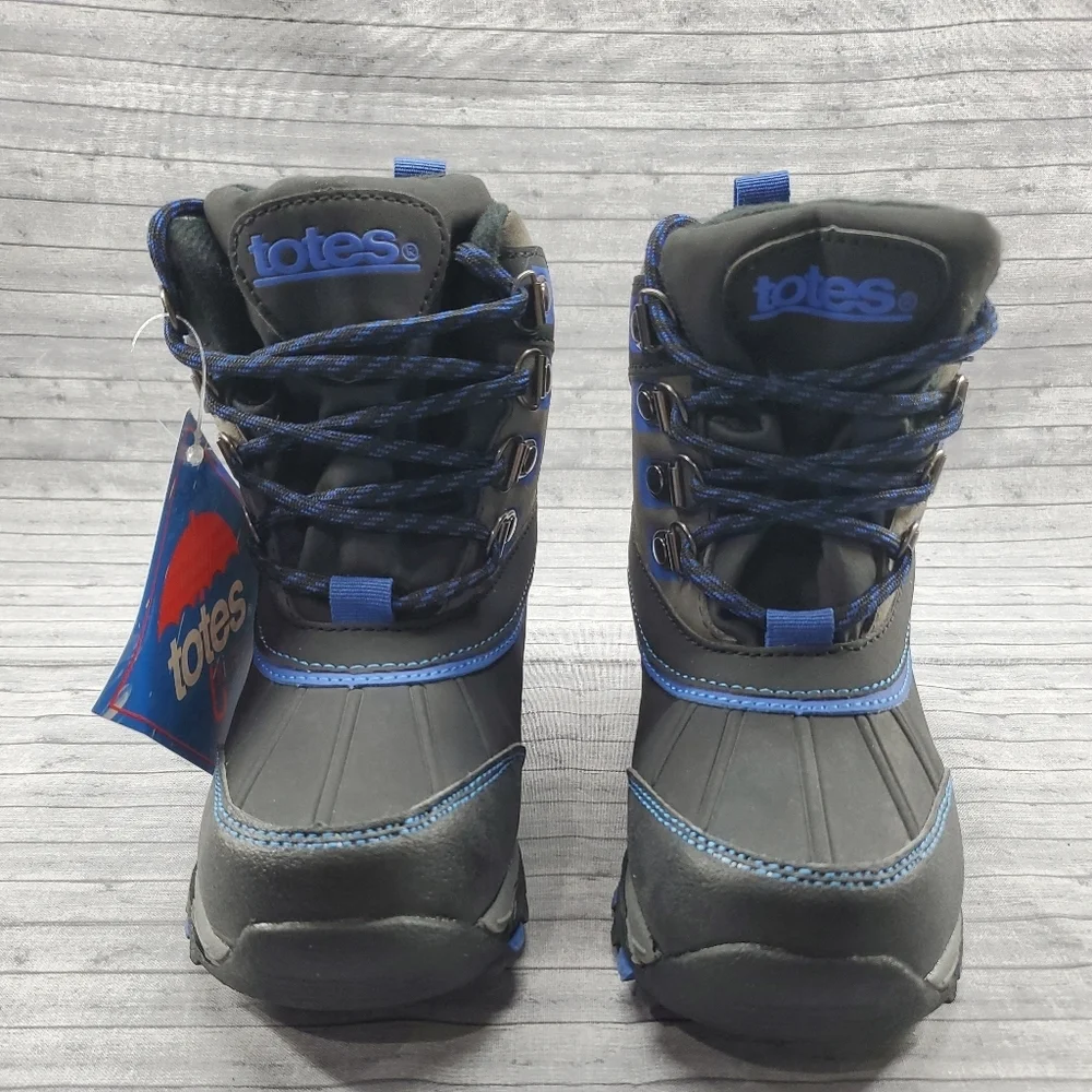 Totes Black Gray‎ Blue Winter Snow Boots Size 12 Ricky